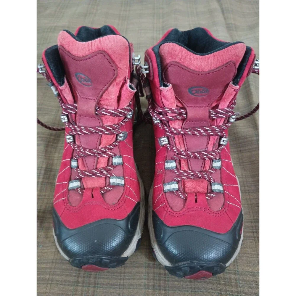 New Oboz Sypes Mid Leather B-Dry Waterproof Hiking Boot Womens  Burgundy Sz 6.5